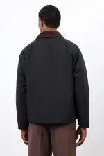 Antioch Siyah Kontrast Yaka Erkek Mont