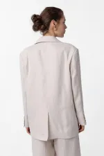 Antioch Beige 100% Linen Women's Blazer Jacket