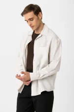 Antioch Ekru Relax Fit Modal Kumaş Erkek Gömlek