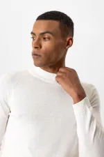 Pull en maille pour homme Antioch Ecru à col roulé semi-roulé