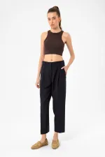 Débardeur court côtelé marron foncé Antioch pour femme