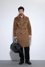 Antioch Coffee Wool Blend Double-Breasted Men's Coat