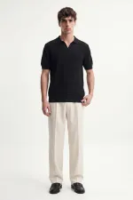 Antioch Siyah Dokulu Polo Yaka Erkek T-Shirt