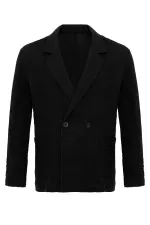 Antioch Black Double-Breasted Unlined Men's Blazer Jacket