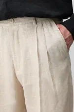 Antioch Taş Keten Karışımlı Erkek Baggy Pantolon