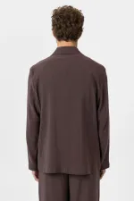 Antioch Kahve Relax Fit Diagonel İnce Erkek Blazer Ceket