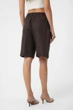 Antioch Kahve Keten Karışımlı Kadın Bermuda