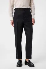 Antioch Black 100% Linen Italian Cut Men's Trousers
