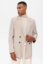 Antioch Açık Bej Torba Cepli Kruvaze Erkek Blazer Ceket