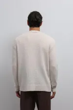 Antioch Ecru Textured V-Neck Men's Sweater