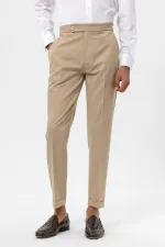 Pantalon Antioch beige taille haute coupe classique pour homme
