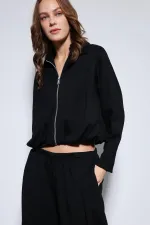 Antioch Siyah Volümlü Ceket Ve Paça Lastikli Eşofman Takım