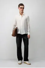 Antioch Ekru Crinkled Relax Fit Erkek Gömlek