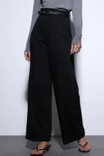 Antioch Siyah Geniş Paça Kadın Pantolon