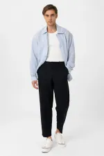 Pantalon Antioch bleu marine taille haute coupe droite pour homme