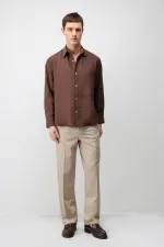 Antioch Kahve Modal Karışımlı Relax Fit Erkek Gömlek