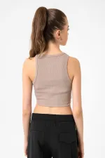 Débardeur court côtelé beige Antioch pour femme