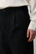 Costume rayé noir Antioch coupe décontractée pour homme