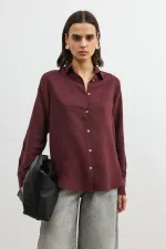 Chemise rayée Antioch Burgundy 100% lyocell pour femme