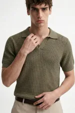 Antioch Haki Dokulu Polo Yaka Erkek T-Shirt