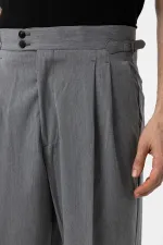Antioch Grey High-Waisted Italian-Fit Pleated Men's Trousers