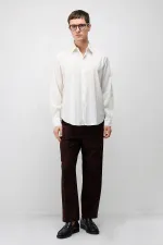 Antioch Ecru Modal Blend Textured Men's Shirt