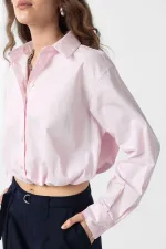 Chemise courte en popeline rose Antioch pour femme