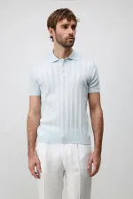 Polo garçon Antioch Bebe bleu en maille texturée