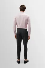 Pantalon homme Antioch anthracite taille haute plissé coupe carotte