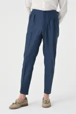 Antioch Indigo High-Waisted Pleated Linen Men's Trousers