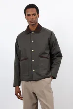 Antioch Haki Kontrast Yaka Erkek Mont