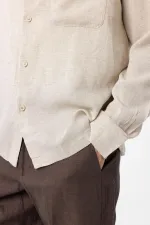 Chemise homme Antioch beige en lin mélangé, coupe décontractée