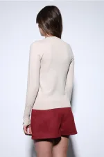 Antioch Bordo Süet Görünümlü Pileli Kadın Şort