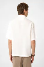 Chemise homme Antioch blanche 100 % lin coupe décontractée