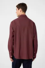 Antioch Burgundy Relax Fit Linen Blend Men's Shirt