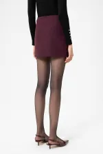 Antioch Bordo Kadın Düğme Detaylı Mini Etek