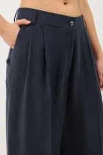 Antioch Lacivert Pileli Palazzo Kadın Pantolon