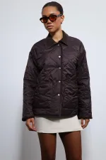 Antioch Kahve Kontrast Yaka Desenli Mont