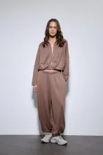 Antioch Bej Volümlü Ceket Ve Paça Lastikli Eşofman Takım