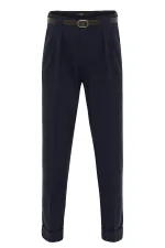 Antioch Lacivert Kemerli Double Paça Pantolon