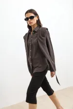 Antioch Kahve Mendil Detaylı Kadın Gömlek