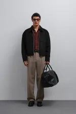 Antioch Siyah Fermuarlı Suni Süet Erkek Mont