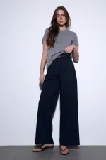 Antioch Lacivert Geniş Paça Kadın Pantolon