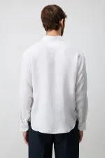 Antioch Beyaz 100% Keten Relax Fit Erkek Gömlek