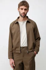 Antioch Khaki Men's Jacket with Elastic Waistband Antioch Khaki Men's Jacket with Elastic Waistband