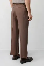 Pantalon homme Antioch Coffee Lyocell coupe décontractée plissé