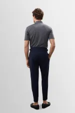 Pantalon homme Antioch bleu marine à taille haute plissée et coupe carotte