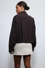 Antioch Koyu Kahve Pile Detaylı Dik Yaka Mont