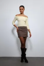 Antioch Sarı Açık Omuz Detaylı Top