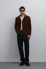 Antioch Kahve Süet Erkek Klasik Ceket